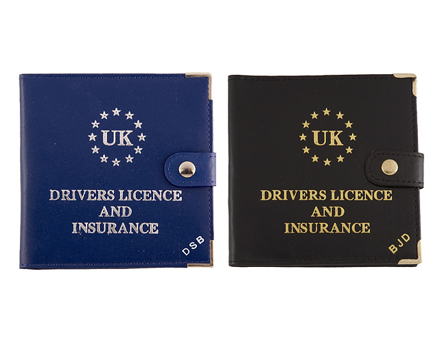 driving Licence Wallet Personalised Black and Blue review, compare