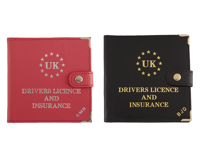 driving Licence Wallet Personalised Black and Pink