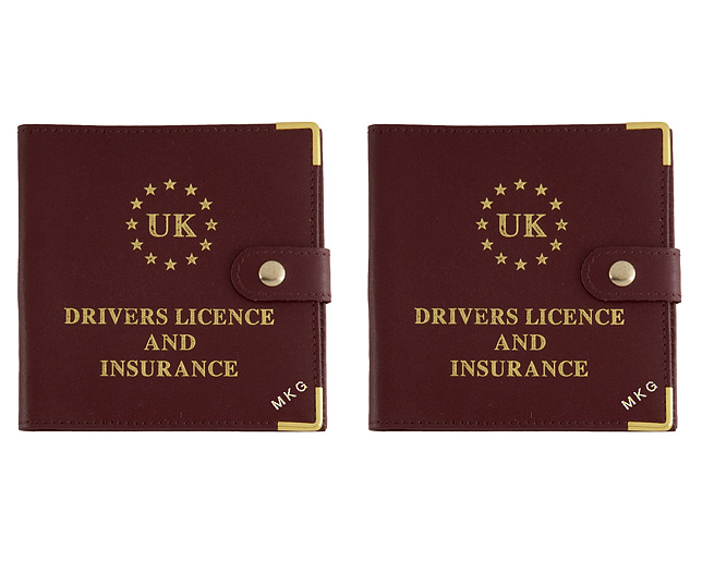driving Licence Wallet Personalised Burgundy and