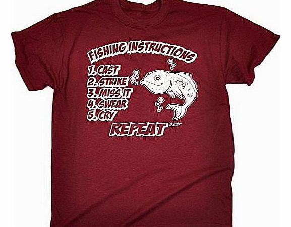 Drowning Worms FISHING INSTRUCTIONS - DROWNING WORMS (L - MAROON) NEW PREMIUM LOOSE FIT T-SHIRT - slogan funny clot
