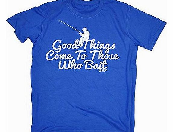 GOOD THINGS COME TO THOSE WHO BAIT - DROWNING WORMS (S - ROYAL BLUE) NEW PREMIUM LOOSE FIT T-SHIRT - slogan funny clothing joke novelty vintage retro t shirt top mens ladies womens girl boy men women 
