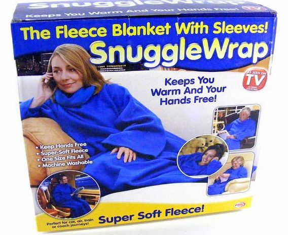 DRW Adult snuggle wrap blanket with sleeves (Blue)