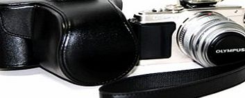 DS Styles DSstyles Retro Protective Black Leather Camera Case, Bag for Olympus PEN E-PL5 Camera with 14-42mm Lens