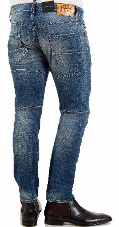 Dsquared 20cm Patch Sand Wash Denim Biker Jeans