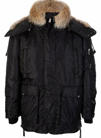 Dsquared Black Fur Hooded Parka