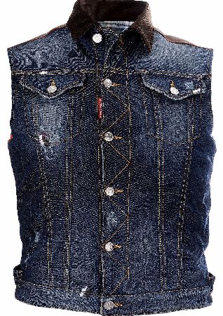 Dsquared Contrast Denim Gilet Jacket