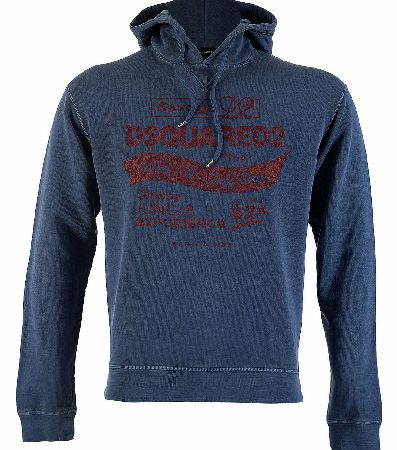 Dsquared Dyed Vintage Hooded Top Blue