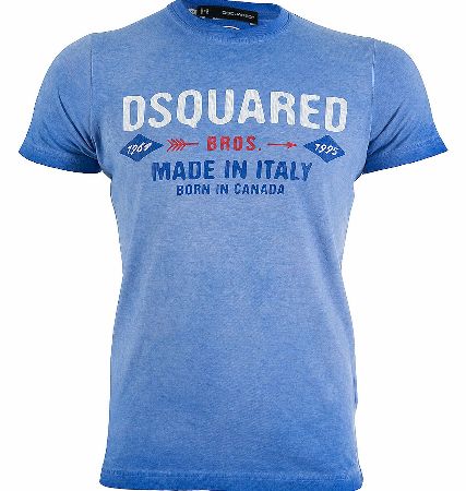 Dsquared Front Graphic Washed T-Shirt Blue