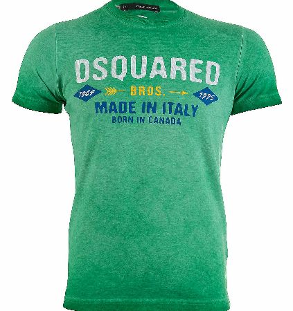 Dsquared Front Graphic Washed T-Shirt Green