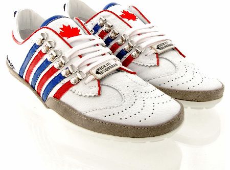 Dsquared Patent Striped Vitello Sport Bianco