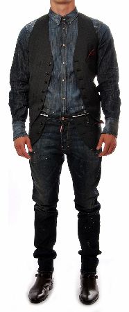 Dsquared Stretch Denim Western Slim Fit Shirt Look