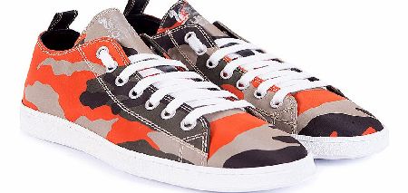 Dsquared Tessuto Tecnico Camoflage Rosso Sneakers