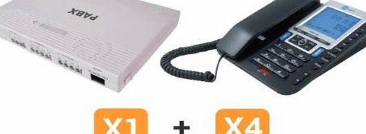 DST UK Ltd Business Telephone System - 3 Telephone Lines and Up To 8 Extensions (With 2 Corded Desk Phones and 2 Cordless Answermachine Phones)