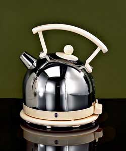 Cream and Polished Stainless Steel Dome Kettle