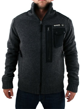 Duck and Cover Anthracite Marl/Black/Grey Beam Zip Thru Knit