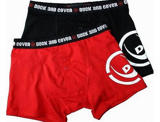 Duck and Cover mens 2-pack button boxers, black/red XL
