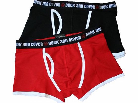 Duck and Cover mens 2-pack keyhole trunk, black/red large