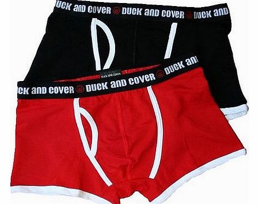 Duck and Cover mens 2-pack keyhole trunk, black/red XL