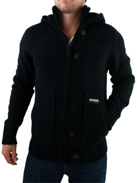 Duck and Cover Navy Lima Hooded Knit
