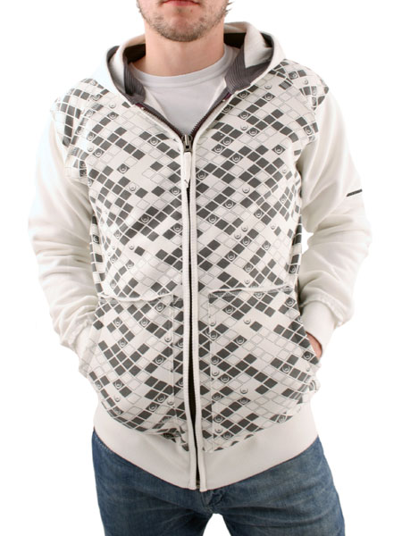 Duck and Cover White Slate Molecule Hooded Zip