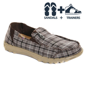 Dude Shoes Farty Canvas slip on - Beige Tartan