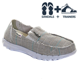 Dude Shoes Farty Canvas slip on - Grey Tartan