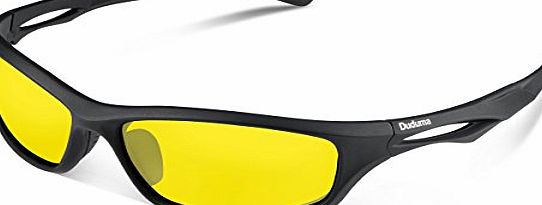 Duduma Polarised Sports Mens Sunglasses for Ski Driving Golf Running Cycling Tr90 Superlight Frame Design for Mens and Womens (black matte frame with yellow lens)
