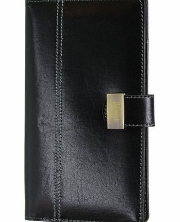 Dulwich Designs by LC Designs Dulwich Designs Heritage Soft Padded Premium Leather Travel Wallet, Executive Black with Grey Suedette Lining