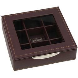 Dulwich Designs Glass Lid Leather Cufflink Box