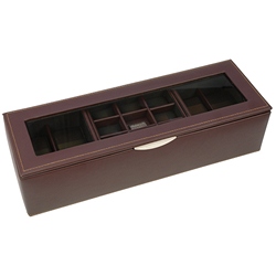 Dulwich Designs Glass Lid Leather Watch and Cufflink Box