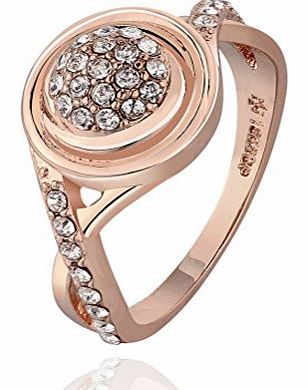 DUMAN Gold Plated Alloy Crystal Ring Size Q Watch Style Rose