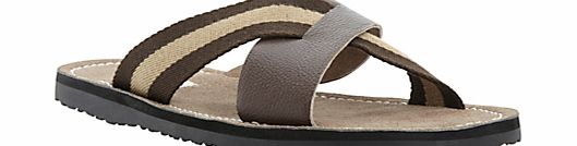 Dune Indiana Cross Over Canvas and Leather Sandals
