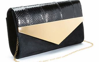 Dune Metal Trim Suede Clutch
