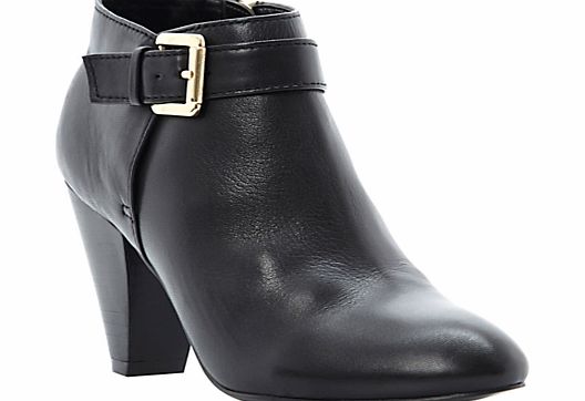 Dune Nash Leather Buckle Detail Ankle Boots, Black