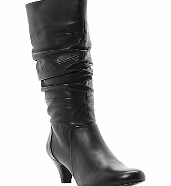 Dune Reta Rouched Detail Calf Boots, Black