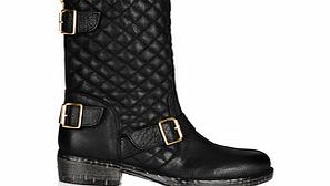 Router black leather quilted boots