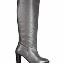 Seven grey leather block heel boots