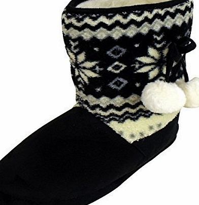 Dunlop Ladies Dunlop Furry Ankle Boot Bootee Womens Slippers 5-6