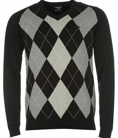 Dunlop Mens Argyle V Neck Sweater Mens Black/Grey L