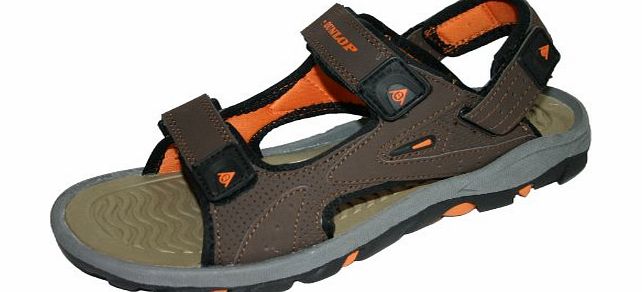 Mens Dunlop Sports Beach Trekking Walking Hiking Touch Close Strap Sandals Sizes 7-12 11 UK, Brown Orange
