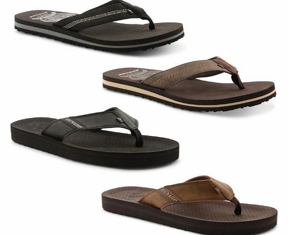 New Mens Dunlop Flat Toe Post Summer Beach Holiday Flip Flops Sandals UK Size 6-12, DMP567 Black UK 10