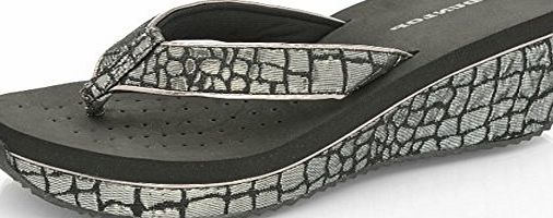 Womens Dunlop Toe Post Platform Wedge Flip Flops Ladies Sandals