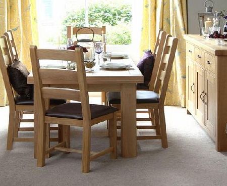 Dunston Oak 180cm-260cm Dining Table with 6