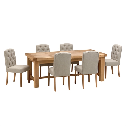 Dunston Oak 220-310cm Ext. Dining Table and 6