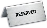 Durable Table Sign Reserved W85xD50xH36mm Brushed Stainless Steel Ref 4960-65
