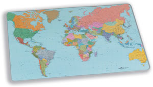 Durable World Map Desk Mat PVC Non-slip Base