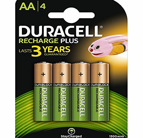 Duracell 1300mAh AA Size Rechargeable Batteries--Pack of 4