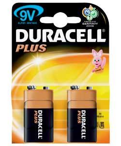 Duracell Plus 9V Batteries - 2 Pack