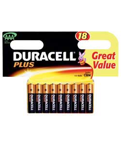 Duracell Plus AAA Batteries - 18 Pack