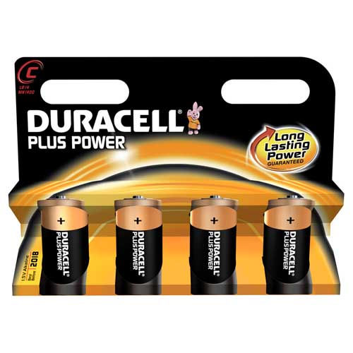 Duracell Plus C Cell Batteries Pack of 4